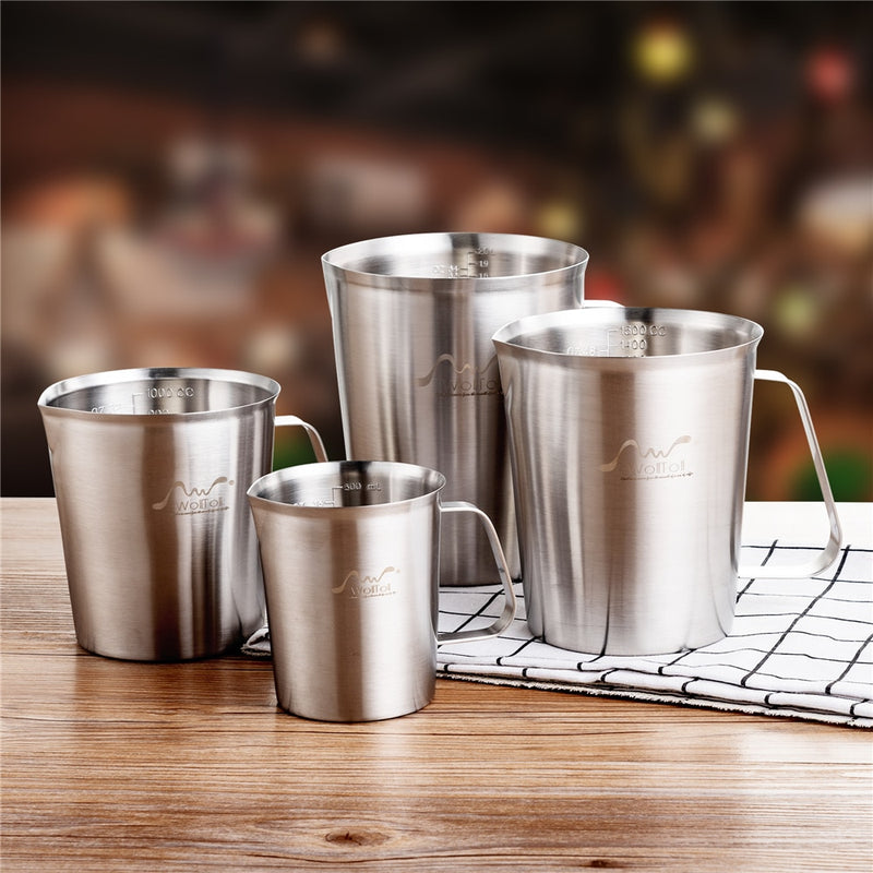 Stainless Steel 304 Measuring Cup with Scale 500/1000/2000ml Large Capacity Kitchen Coffee Tea Milk Frothing Jug Pitcher Beaker