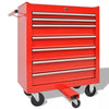 Workshop Tool Trolley with 1125 Tools Steel Red with Movable 7-drawer and Integrated Lock Tool Set Multi-Functional Toolbox